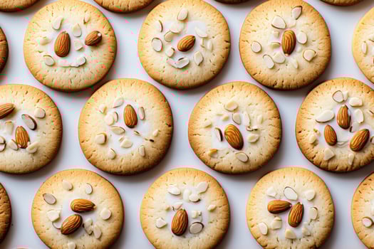 AI generated sweet almond cookies on the table professional advertising food photography photo