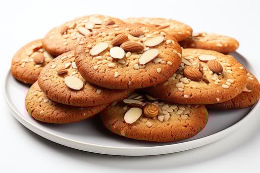 AI generated sweet almond cookies on the table professional advertising food photography photo
