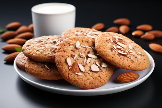 AI generated sweet almond cookies on the table professional advertising food photography photo