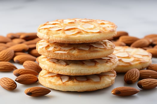 AI generated sweet almond cookies on the table professional advertising food photography photo