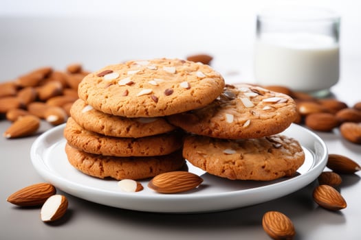 AI generated sweet almond cookies on the table professional advertising food photography photo