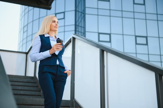 Portrait of business woman smiling outdoor photo