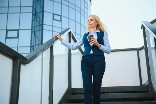 Business Women Style. Woman Going To Work. Portrait Of Beautiful Female In Stylish Office. photo