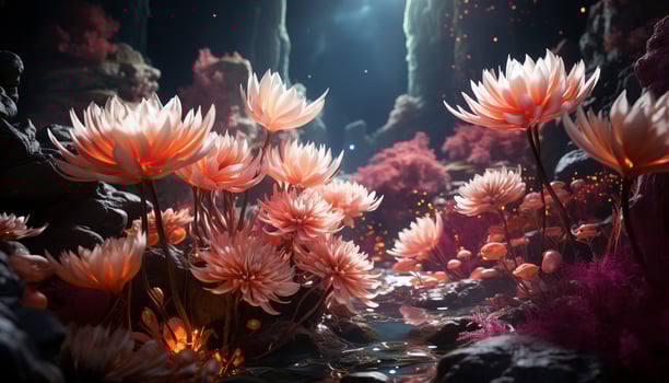 AI generated Underwater reef fish, plant, animal, water, multi colored beauty generated by AI photo