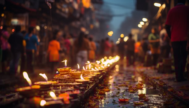 AI generated Candlelight ceremony illuminates night, cultures unite in spiritual celebration generated by AI photo