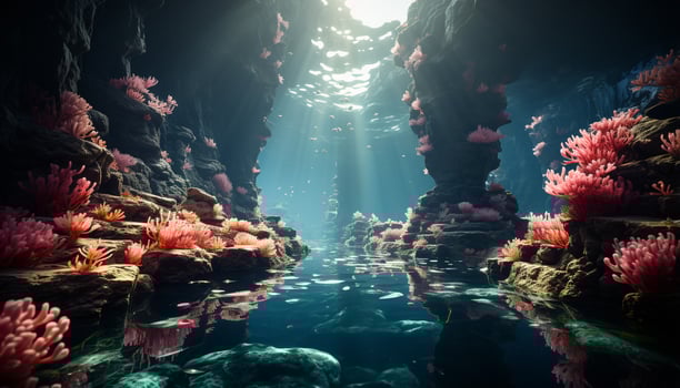 AI generated Underwater adventure swimming with colorful fish in tropical reef generated by AI photo