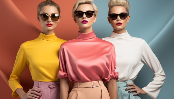AI generated Fashionable women clothing collection, elegant dress, glamourous fashion model generated by AI photo