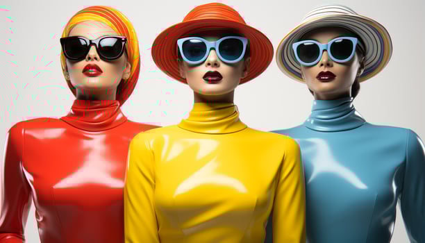 AI generated Fashion collection women clothing in yellow and blue Men elegance generated by AI photo