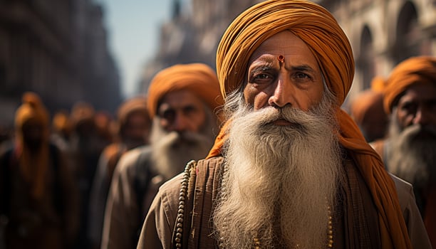 AI generated A smiling sadhu, a symbol of Indian spirituality, looking at camera generated by AI photo