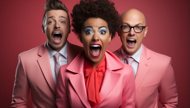 AI generated A group of successful professionals smiling and shouting with excitement generated by AI photo