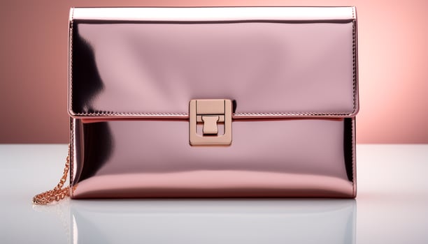 AI generated Fashionable women leather bag with elegant gold buckle decoration generated by AI photo