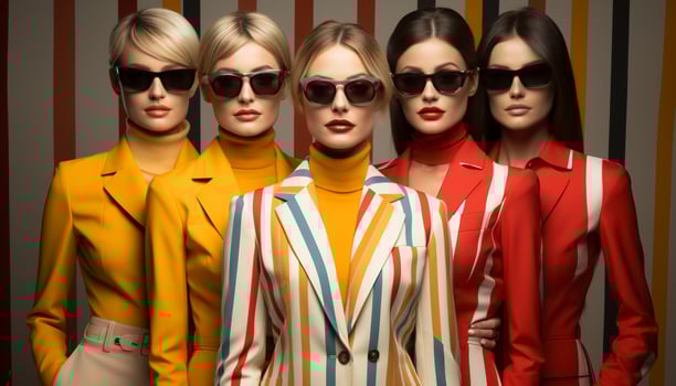 AI generated Fashionable men and women in elegant clothing, looking at camera generated by AI photo