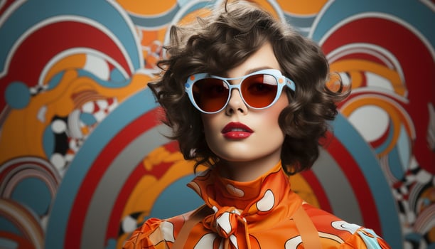 AI generated Young woman with sunglasses exudes elegance and beauty in fashion generated by AI photo