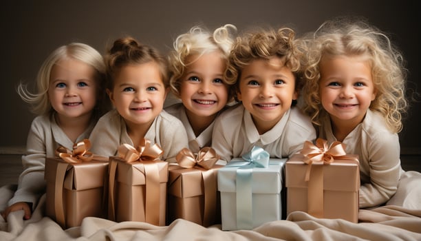 AI generated Smiling girls, cheerful boys, cute child, happiness, joy, celebration generated by AI photo