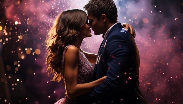 AI generated Love and joy embrace the night, two souls dancing together generated by AI photo