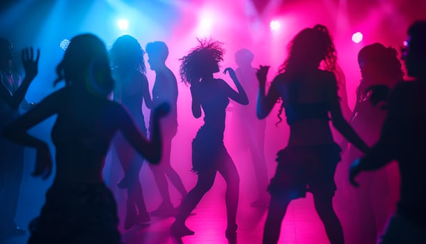 AI generated people dancing at night club party photo