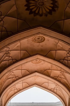 Architectural details of Lal Qila - Red Fort situated in Old Delhi, India, View inside Delhi Red Fort the famous Indian landmarks photo