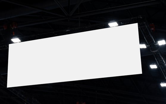 Hanging white indoor billboard with clipping path for mock up photo