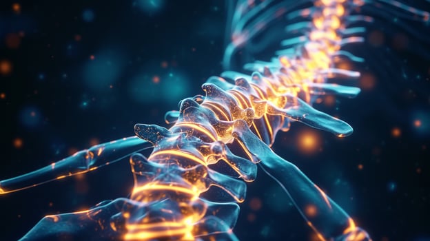 AI generated Human Spine and DNA Structure Biomedical Illustration photo