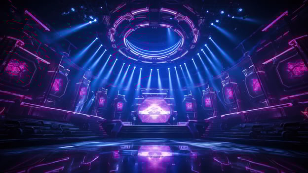 AI generated Futuristic Esports Gaming Arena with Vibrant Neon Lights photo