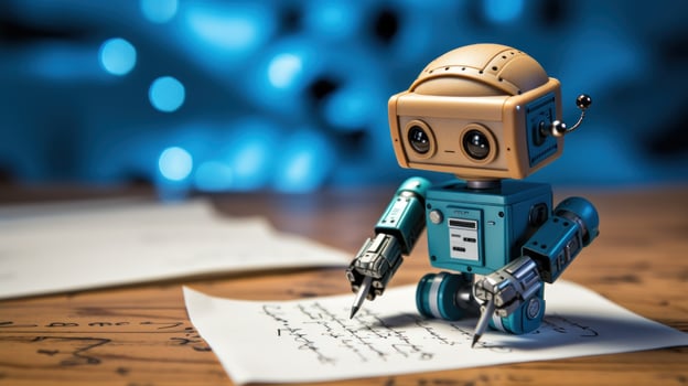 AI generated Futuristic Scribe - Robot Writing a Letter photo