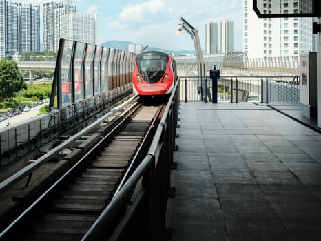 Train approaching station photo