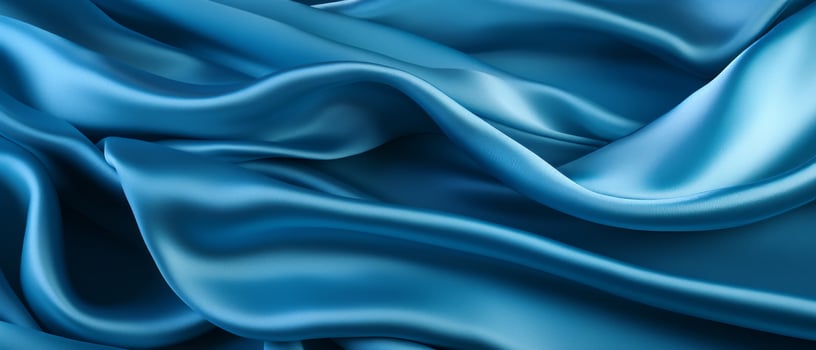 AI generated Luxurious blue silk fabric with elegant wavy texture photo