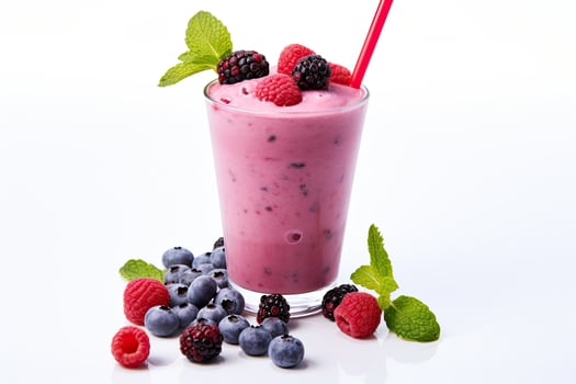 AI generated berry milkshake close up photo