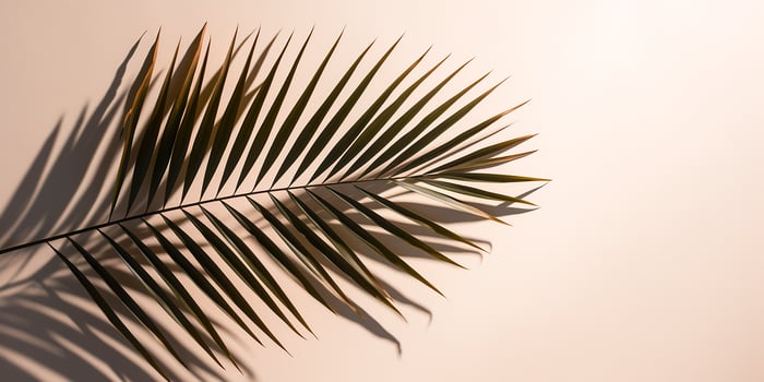AI generated Green tropical palm leaf on isolated pastel background. Space for text photo