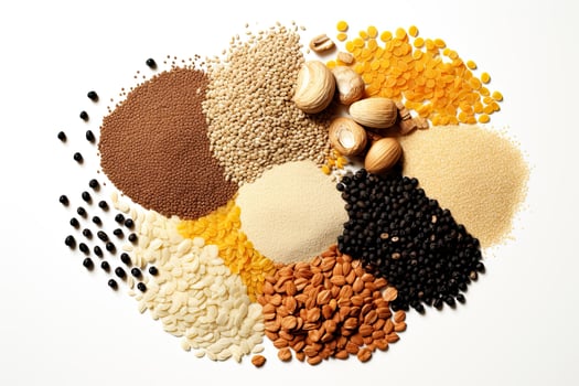 AI generated seeds and fiber food mix close up photo