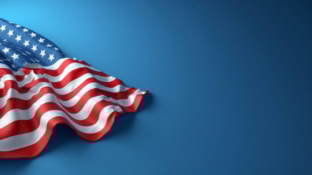 AI generated Minimalist holiday image featuring the stars and stripes waving proudly in celebration photo