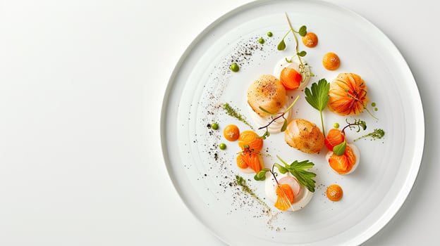 AI generated a beautifully styled dish prepared with precision and meticulous attention to detail, inviting viewers to indulge in culinary delight. photo