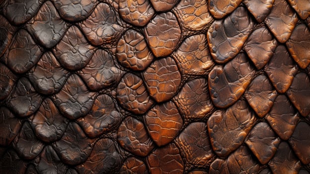 AI generated Earthy brown leather textured with the exotic charm of reptilian patterns, Ai Generated. photo