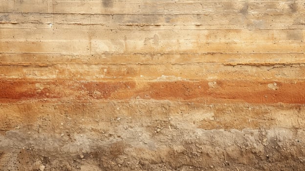 AI generated Rammed earth wall formed from compact layers of natural earth tones. Sturdy, Ai Generated. photo