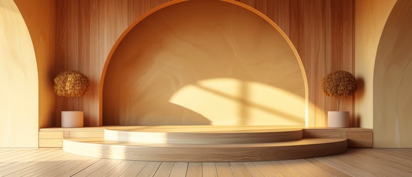 AI generated 3D Rendering of Podium with Abstract Geometric Design, Featuring Empty Space for Kids or Baby Product Display photo