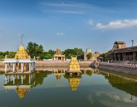 Temple tank of Hindu temple, India photo