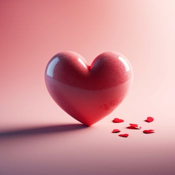 AI generated Romantic gesture Red heart on pink backdrop, perfect for Valentines For Social Media Post Size photo