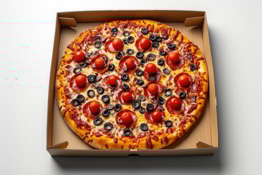 AI generated takeaway or delivery pizza box professional advertising food photography photo