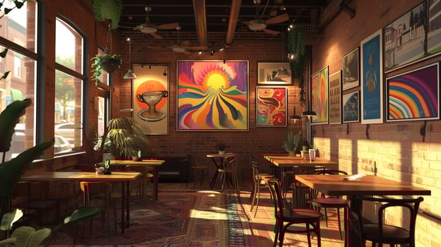 AI generated A cozy LGBTQ friendly cafe, where individuals gather for a mental health workshop. photo
