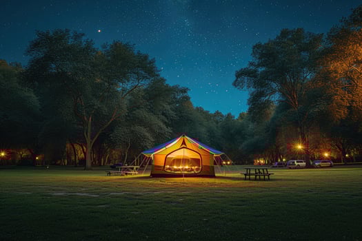 AI generated Camp out with tent in park professional photography photo