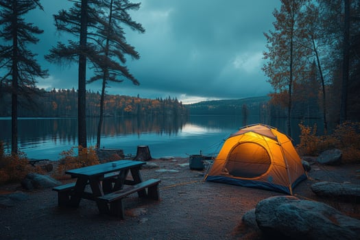 AI generated Camp out with tent in park professional photography photo