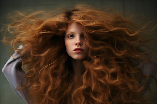 AI generated Captivating Beautiful brunette with loose hair. Generate ai photo