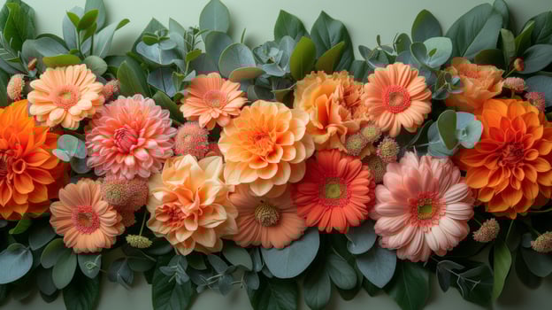 AI generated Symmetrical arrangement of flowers and geometric shapes, providing a balanced and visually pleasing atmosphere photo