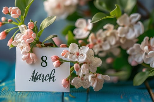 AI generated 8 March Greeting Card. photo