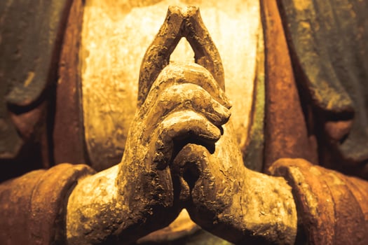 Buddha Statue - Concept of Zen, Spirituality, Peace. Hands gesture. photo