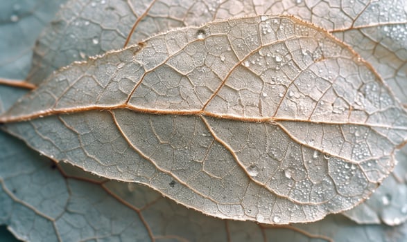 AI generated Vintage colored picture of green leaves with water drops close-up. Leaves background. photo