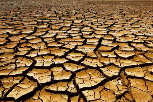Texture of the dried earth with clay and sand, close-up photo