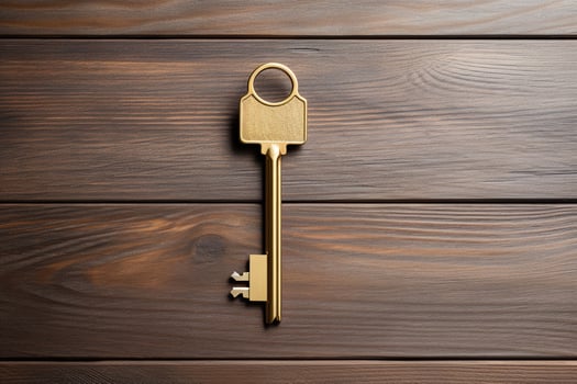 AI generated The key lies on a wooden surface. Generated by artificial intelligence photo
