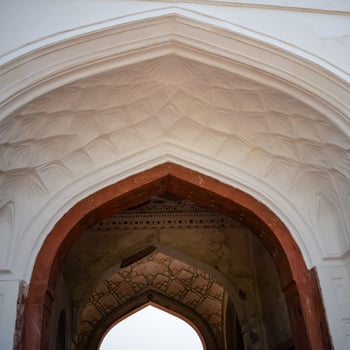Architectural details of Lal Qila - Red Fort situated in Old Delhi, India, View inside Delhi Red Fort the famous Indian landmarks photo