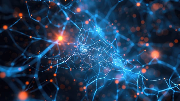 AI generated A luminous abstract tech background showcases intricate fiber optic connections, Ai Generated. photo